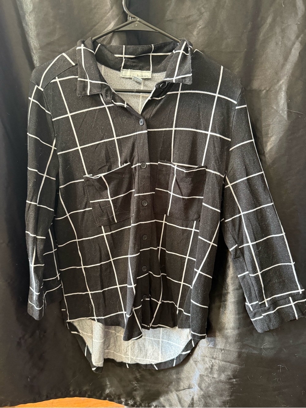 Women’s Black Windowpane Button-Up Shirt